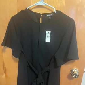 Women's Express Black Belted Top, NWT, Size Small